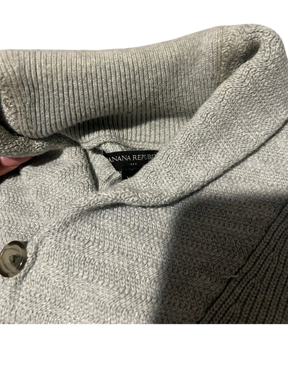 Men's Shawl Collar Knit Sweater - Light Gray